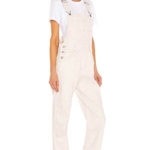 We The Free Cream Denim Bib Overalls